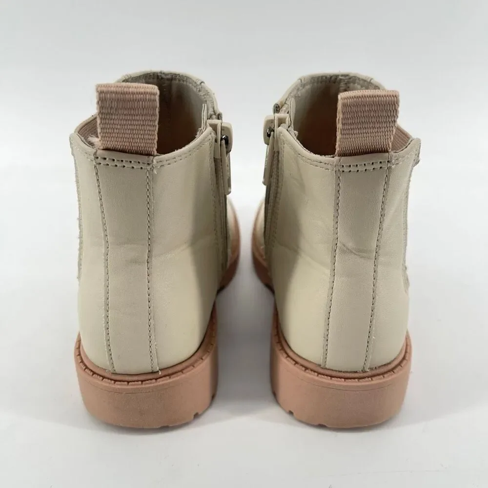 Wonder Nation Toddler Girls Pink Lug Sole Chelsea Boots Faux Leather Size 12
